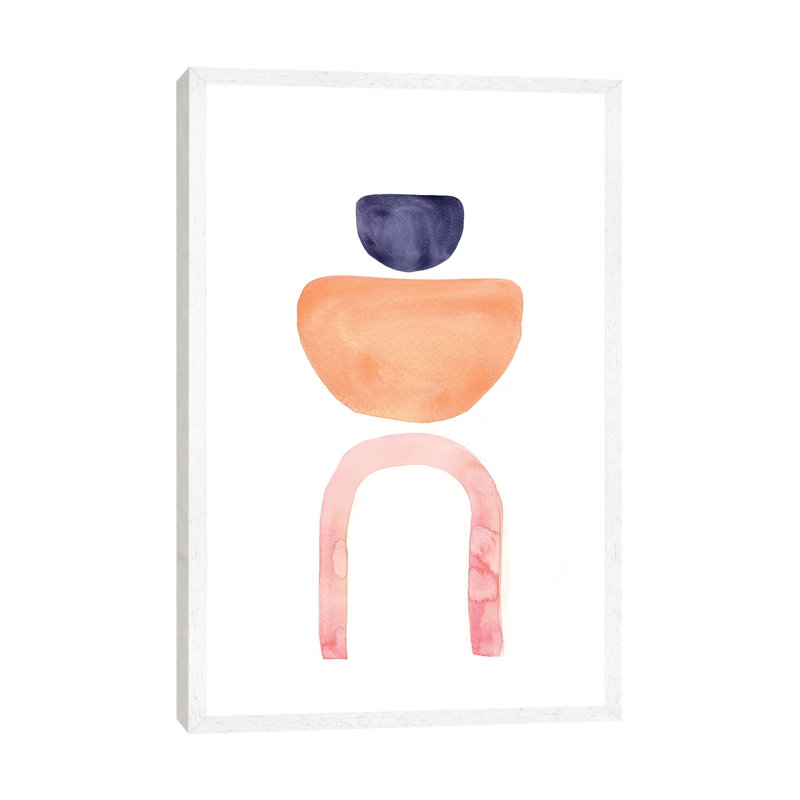 Abstract Navy And Orange Art by Whales Way - Print on Canvas, 101.6cm H x 66.04cm W x 3.81cm D, White Framed