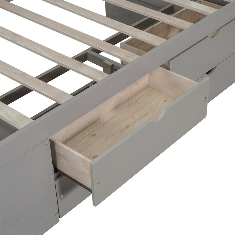 Lit de jour simple avec tiroirs et tablettes, gris, Grey, Twin