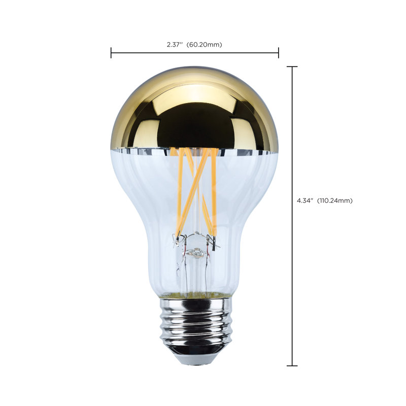 A19 DEL à culot moyen 2700K CCT Silver Crown remplacement de 100 watts, 650 lumens, Jaune / transparent, 8 W