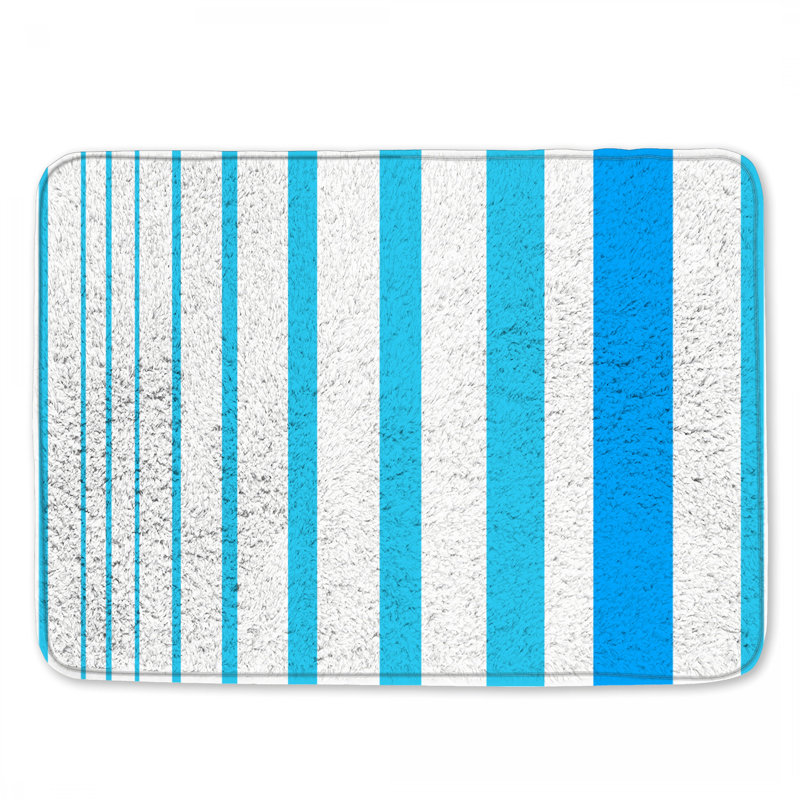 Tapis de bain à rayures bleues, L 24 po x L 17 po