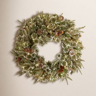 24" Frosted Pre-Lit Wreath