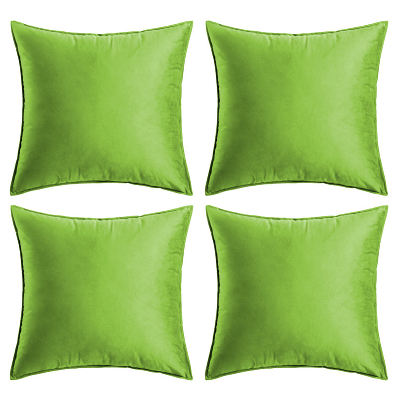 Set Of 4 Throw Velvet Cushion Covers, 20"H x 20"W, Apple Green