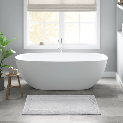 Tapis 100% coton 24 x 44 po gris réversible 3000 g / m², facile à entretenir, à poils moyens, antidérapant et durable