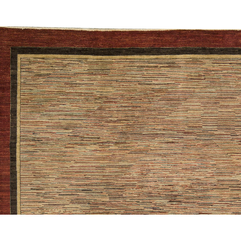 Tapis beige et rouge noué à la main de haute qualité