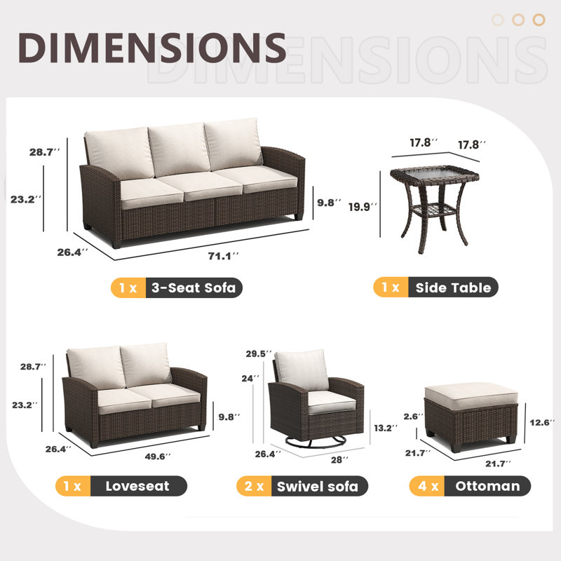 Ensemble de couverture pour patio 7 personnes, Sable