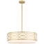 Lustre cylindrique de campagne moderne à 5 lumières de 21,65 po, structure en fer avec découpe et abat-jour intérieur en tissu-1650903326