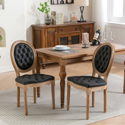 Chaises de salle à manger de conception française, 2 pièces, cuir pu noir, pieds en bois massif, assise confortable, chevilles réglables, chaise Sw1839bk