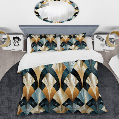 Ensemble de housse de couette en microfibre dorée et bleue 1970S