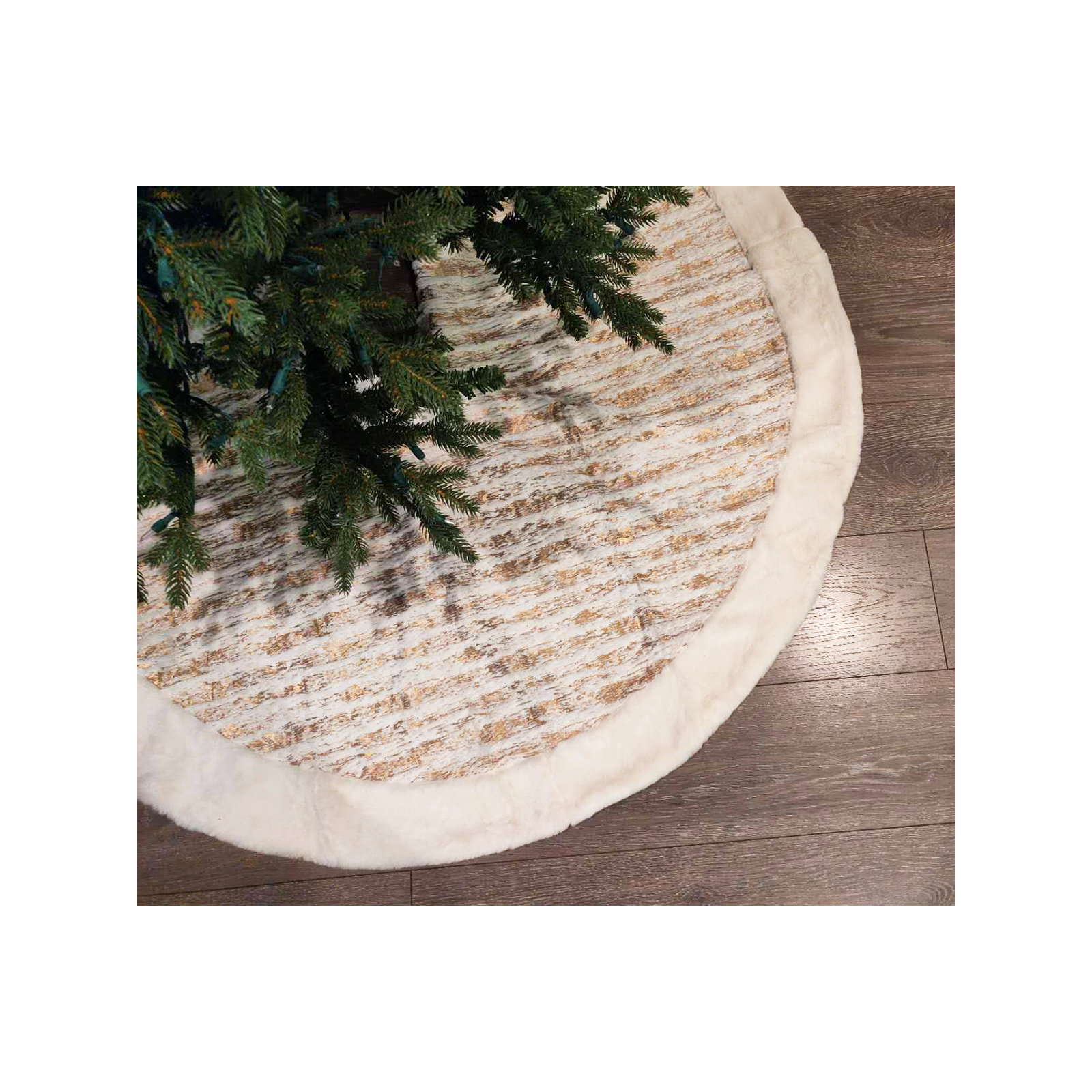 Faux Fur Tree Skirt, Gold, 52" H x 52" W