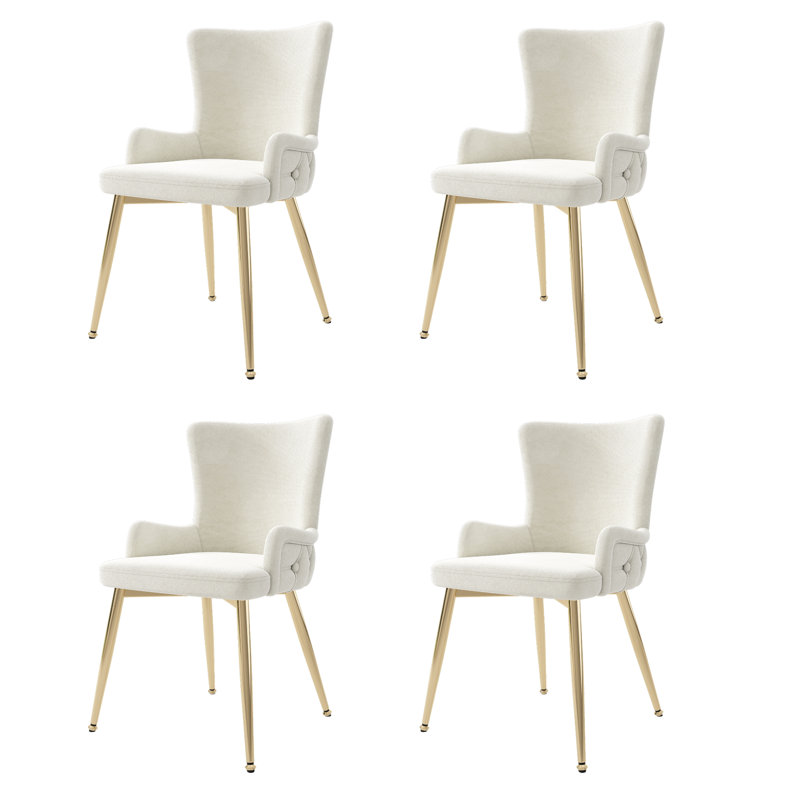 Velvet Upholstered Armchair in Beige