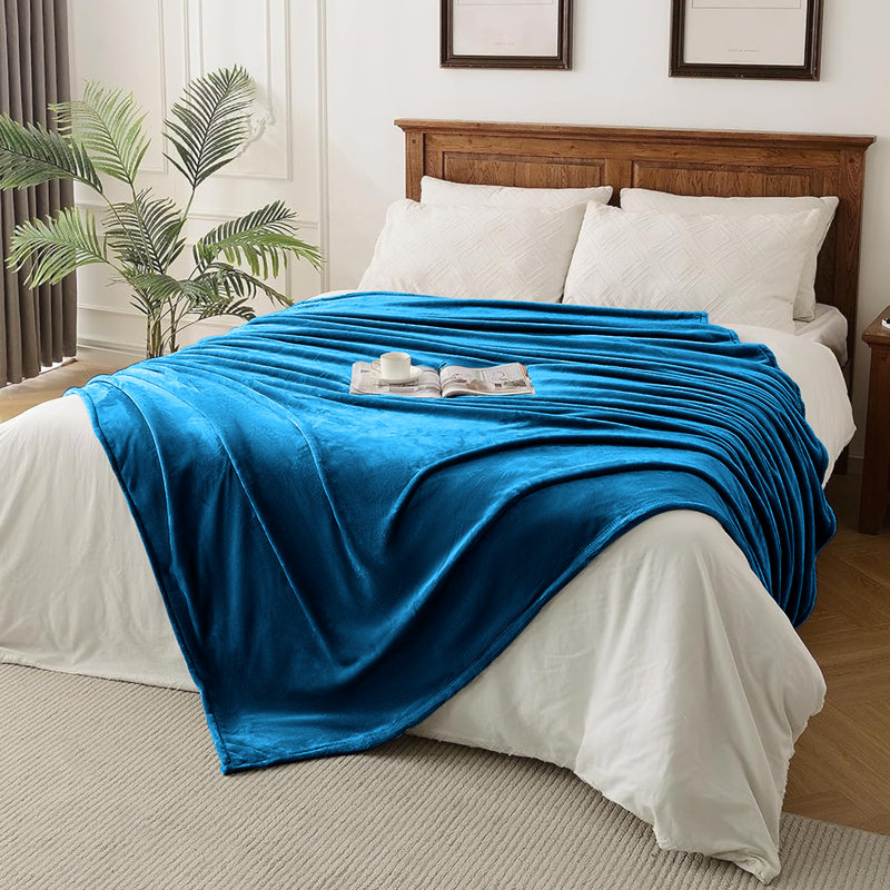 Plush Mink Fleece Blanket – Ultra-Soft, Lightweight Throw For All Seasons, Teal, 150cm x 200cm