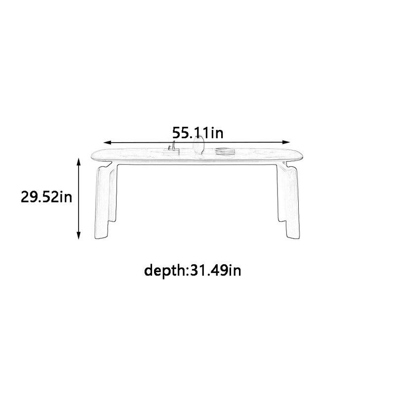 Table de salle à manger à créativité artistique, H 29,52 po x L 55,11 po x l 31,49 po