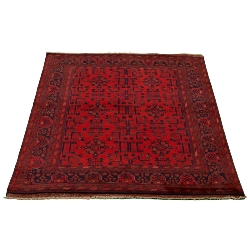 Tapis de zone en laine rouge 4 pi 11 po x 6 pi 6 po à main one-of-kind-noué la 2010s esari turque Allaina