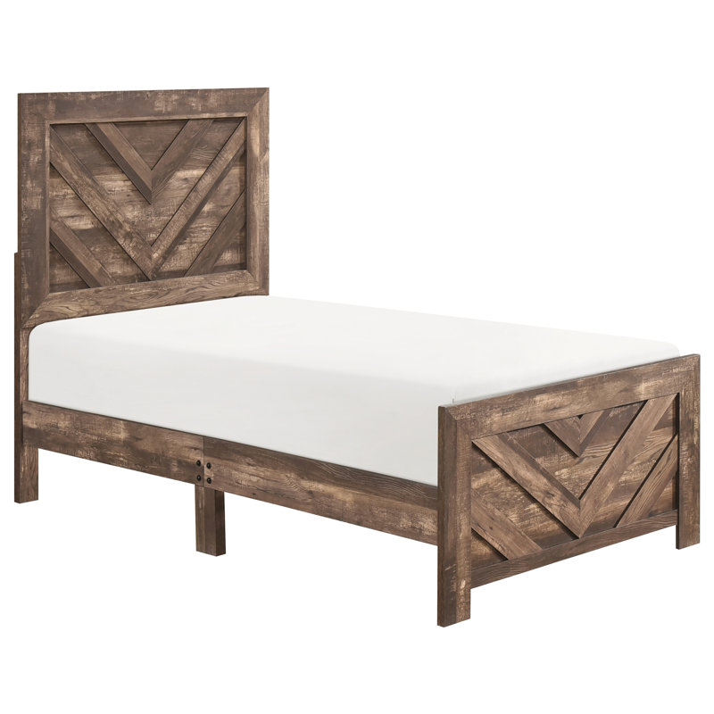 Rustic Brown Twin Bed For Bedroom, With An Eye-Catching Design Bedroom In Brown, A Smooth And Elegant Finish, Twin