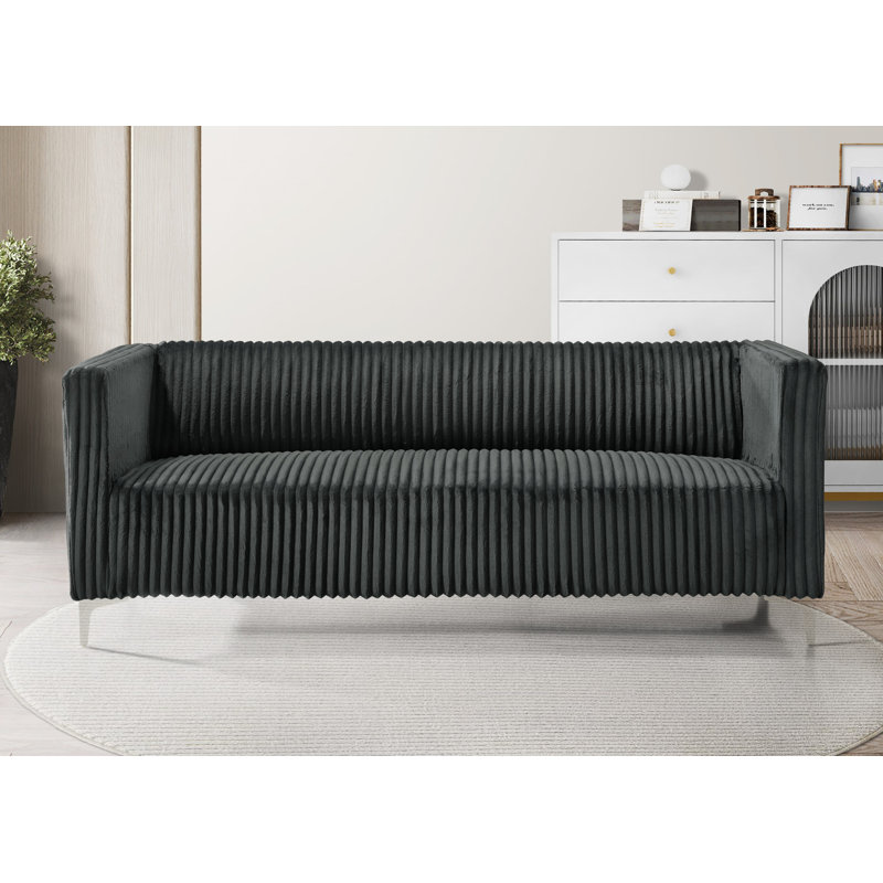 Chryssa Upholstered 75.40'' Sofa, Gray Velvet