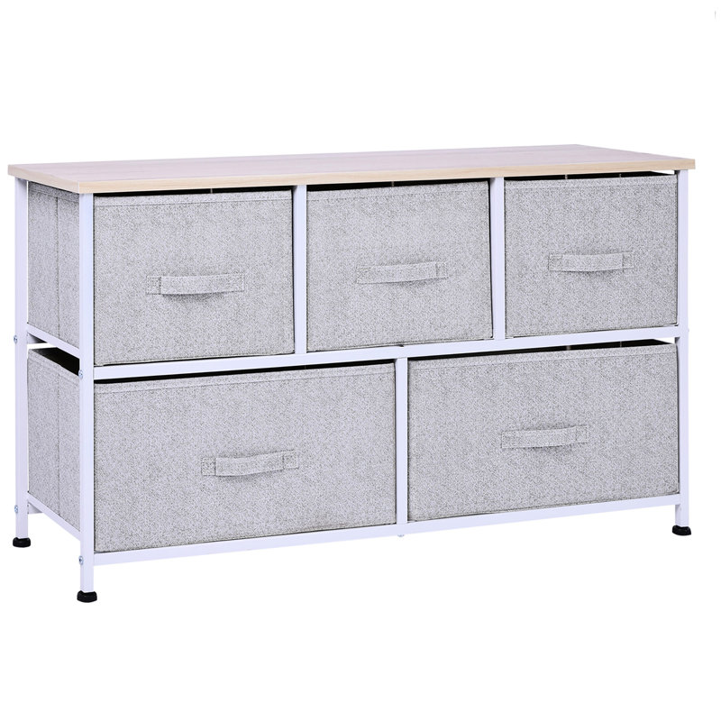 Table de chevet avec rangement à 5 tiroirs Grey