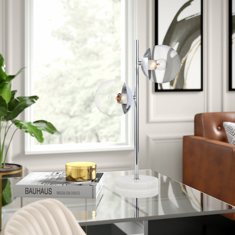 Lampe de table 23 po Yearby, Chrome, Transparent