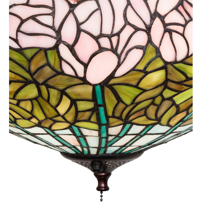 16" Wide Tiffany Cabbage Rose Fan Light Fixture