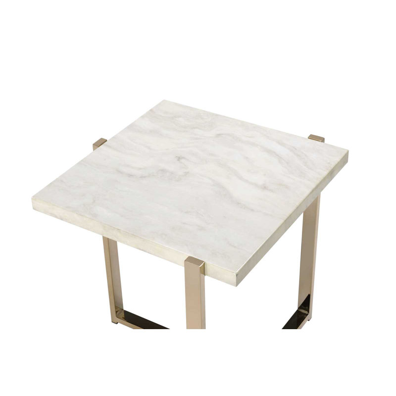 Faux Marble Top With Metal Frame End Table