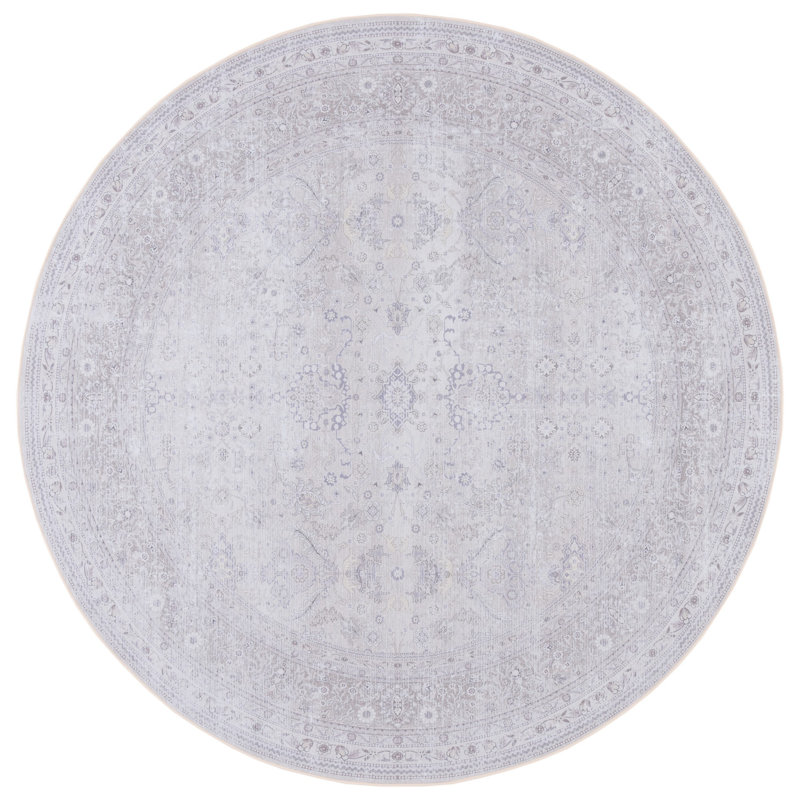 Ally Oriental Purple/Beige Area Rug, Round 4'