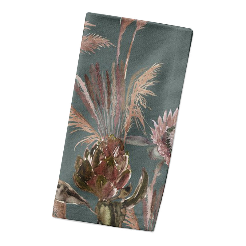 Floral Rectangle Napkin, Emerald Green