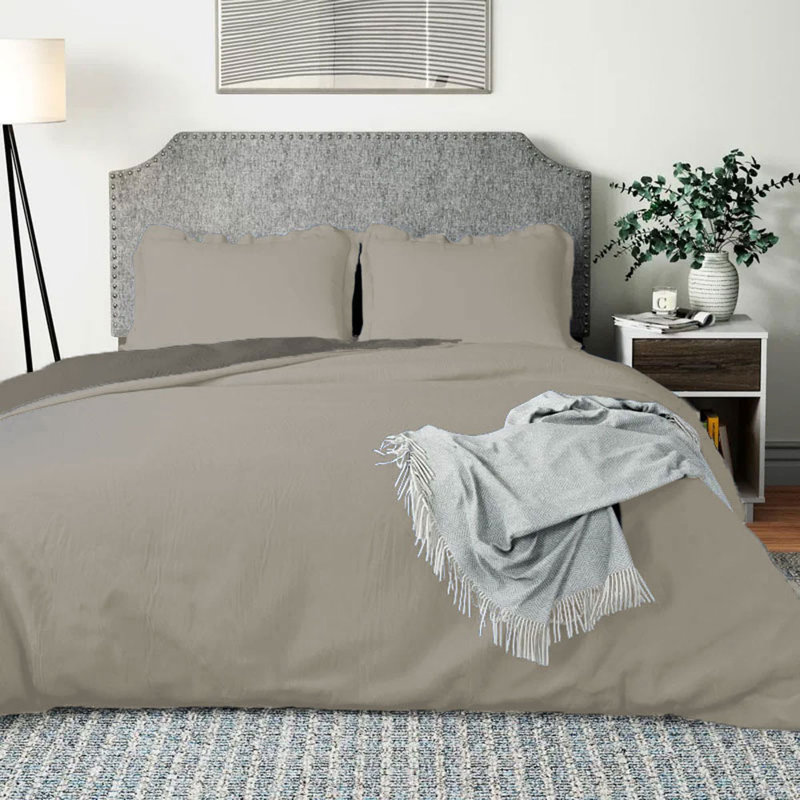 Khaki and Driftwood Reversible Full/Queen Duvet Cover Set