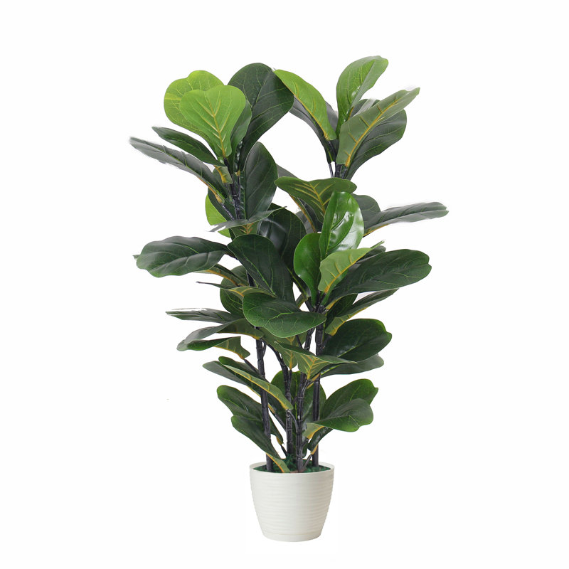 90cm Faux Fiddle Leaf Fig Plant in Pot, White