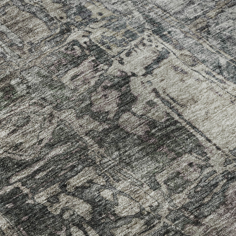 Premium Machine Washable Mayfield AMF2236 Abstract Rug, 1'8" x 2'6", Gray