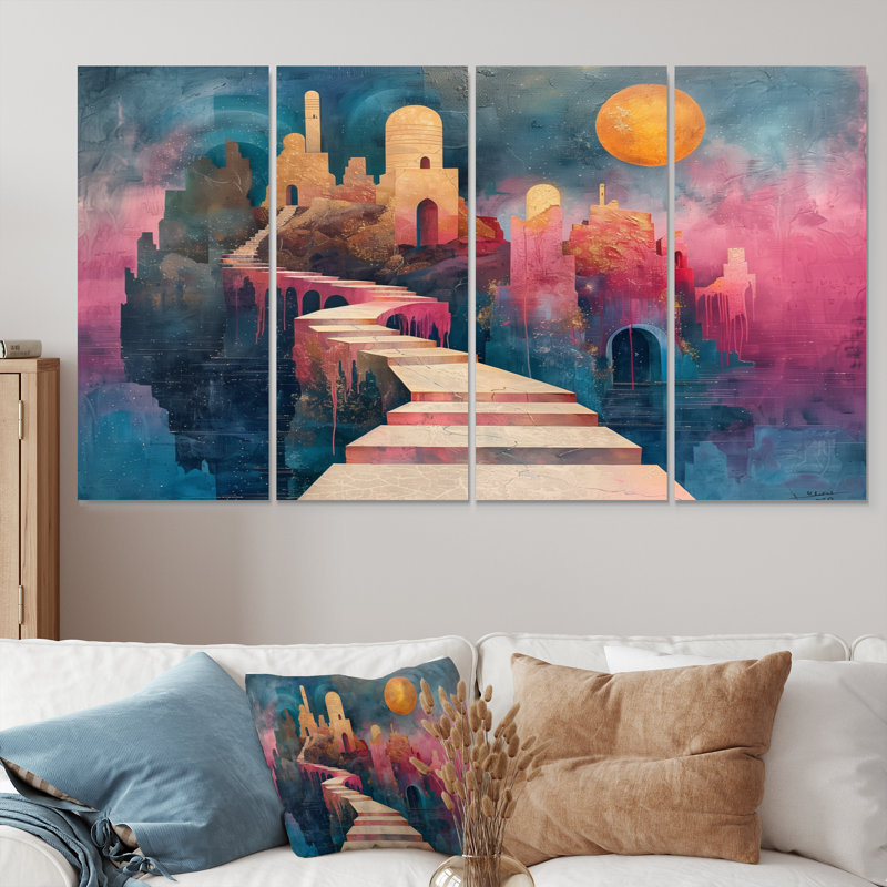 Ensemble de décorations murales observatoires astral rose et bleu, H 28 po x l 48 po