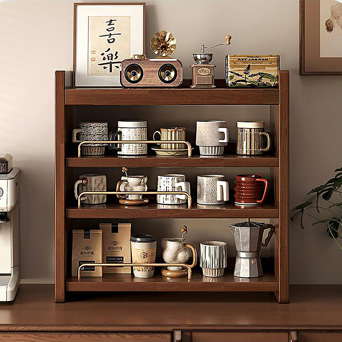 Hokku Designs Elegant Solid Wood Cup Rack, Luxurious Minimalist Desk ...