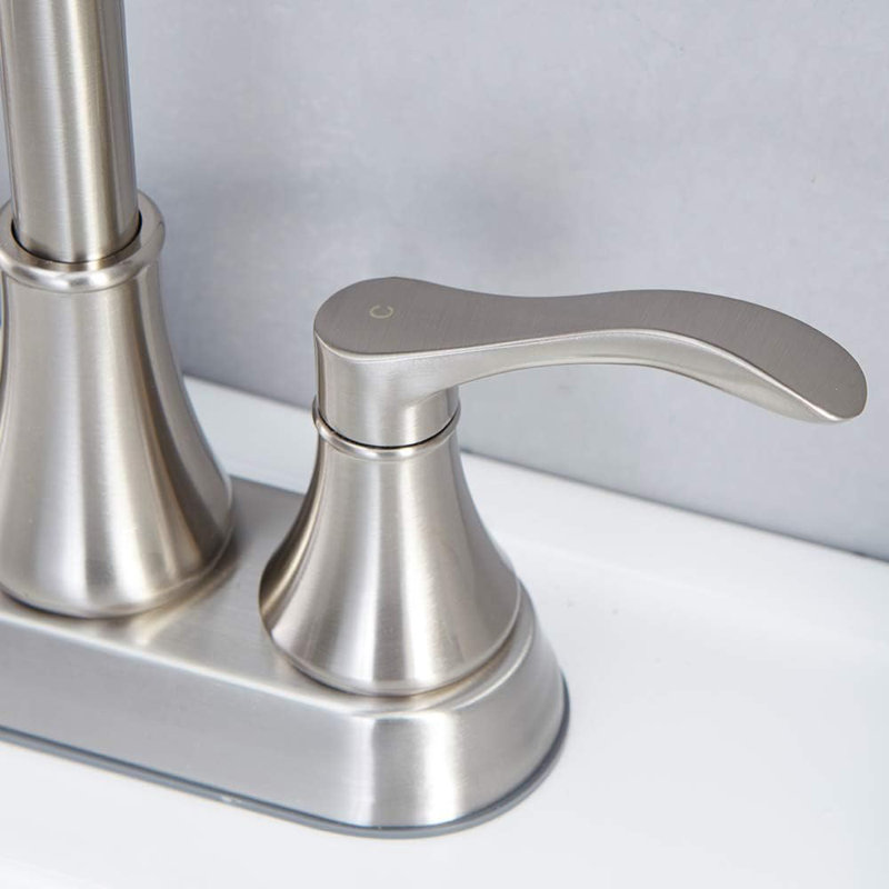 Robinet de salle de bain à ensemble central avec bonde, Nickel brossé
