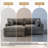 2 - Piece Upholstered Light Gray Faux Rabbit Fur Flannel Reversible Modular Sofa Living Room Sectional Couch with Pillows-926571001-926570981