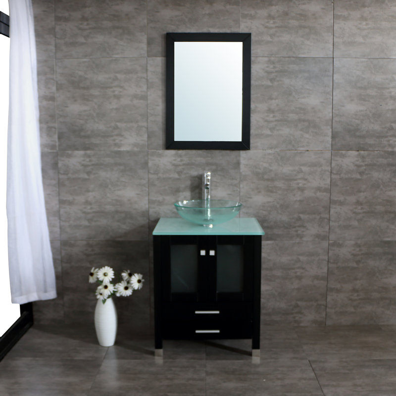 Meuble-lavabo simple 24,8 po avec miroir Leftbank, Clair