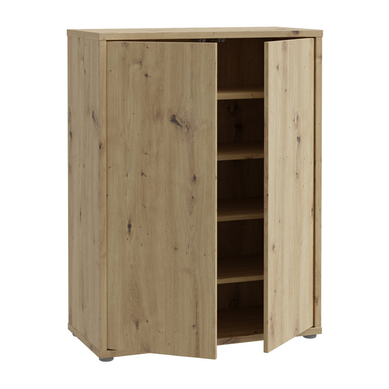 15 Pair Shoe Storage Cabinet, Oak Wood