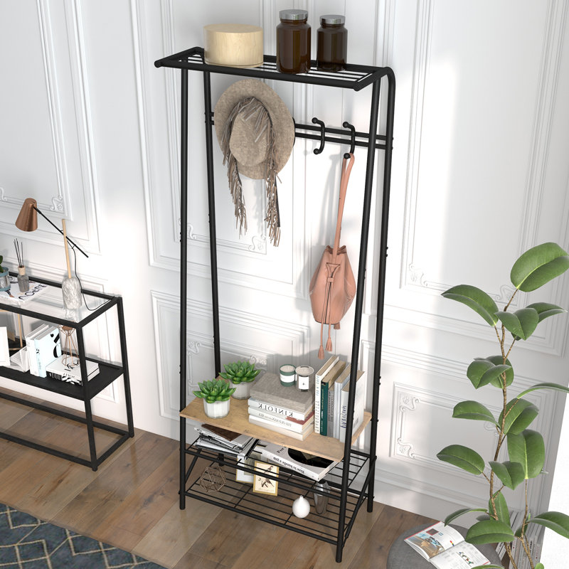 Hall Trees Entryway Bench with Storage, Multifunctional Hallway Organizer, Accent Furniture with Metal Frame