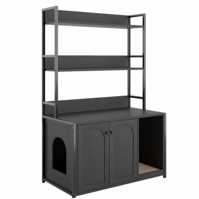 Large Cat Litter Box Enclosure With Shelf Storage,Sturdy Indoor Cat Sideboard