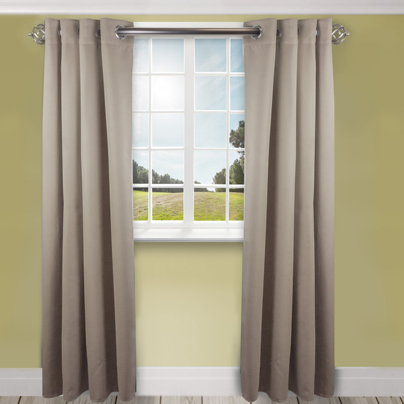 Panneau de rideau simple obscurcissant synthétique avec œillets Polen Drapery, 180 po x 96 po, Beige