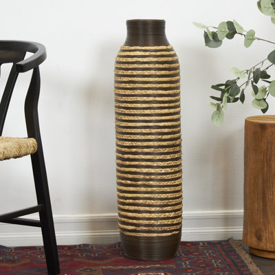 Grand vase décoratif brun en velours foncé tissé à la main Favian