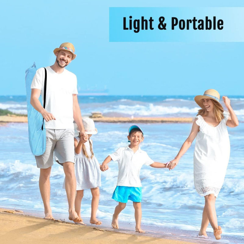 Plancher extensible pour protection contre les rayons UV avec 3 fenêtres de ventilation et piquets de sac de plage