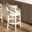 31" Bar Stool, White Wood And Gray Faux Leather, 180-Degree Automatic Return, Curved Legs, 28.54 In. Package Depth Return 31 Seat Height, Frame, Well Upholstered Nailhead Trim, 22.83 Width
