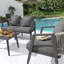  Ensemble de conversation modulaire 4 pièces avec coussins et table basse, structure en fer, imperméable, antirouille et anti-UV, convient aux jardins et pelouses-1725696980