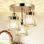 Plafonniers modernes en cristal, plafonnier semi-encastré 3 lumières avec abat-jour en cristal transparent-821262856
