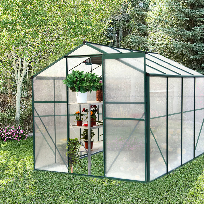 Serre de jardin arrière 6 pi x 8 pi, polycarbonate simple 4 mm, structure de jardinage stable 6 pi x 8 pi, système de drainage efficace en polycarbonate bloquant