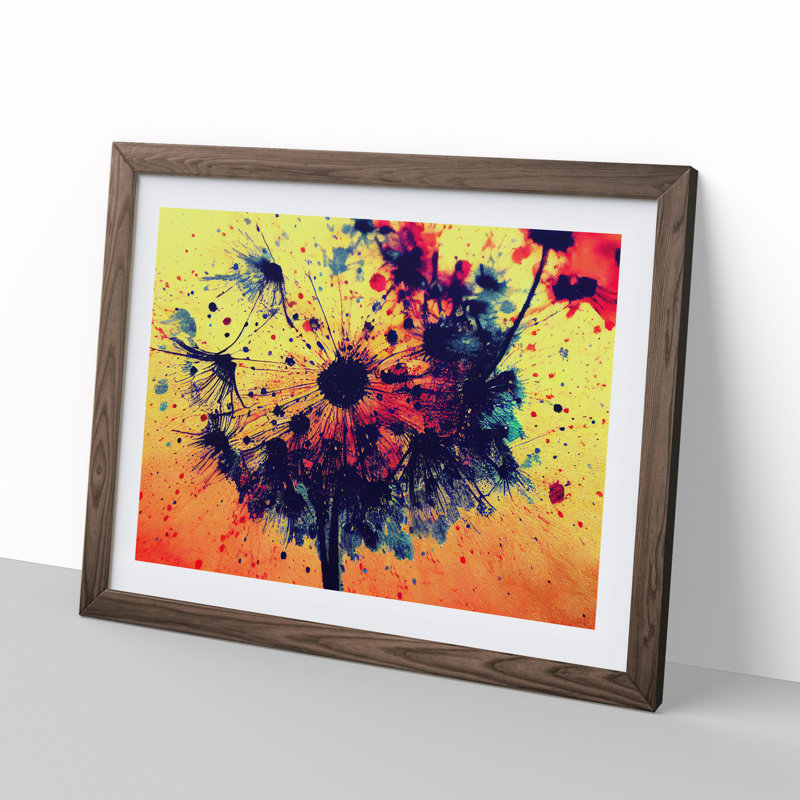 Dandelion Splash - Framed Print, 25cm H x 34cm W x 2cm D, Walnut
