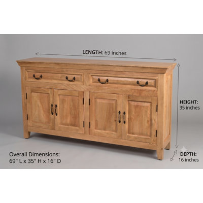 Jamya 69" Solid Mango Wood Sideboard Buffet - Natural Finish