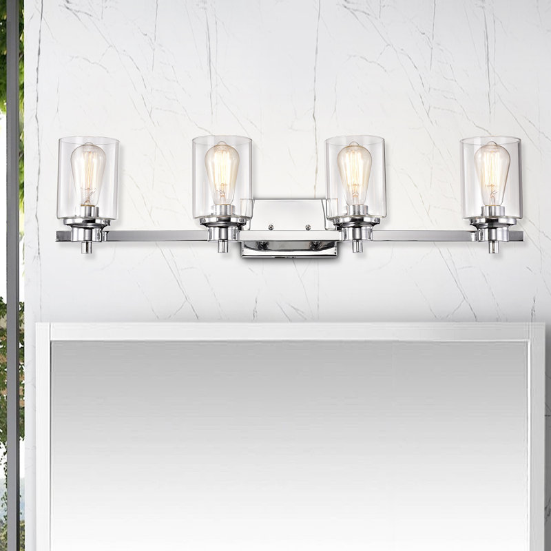 Éclairage pour meuble-lavabo à 4 lumières à intensité variable Hudak, Nickel