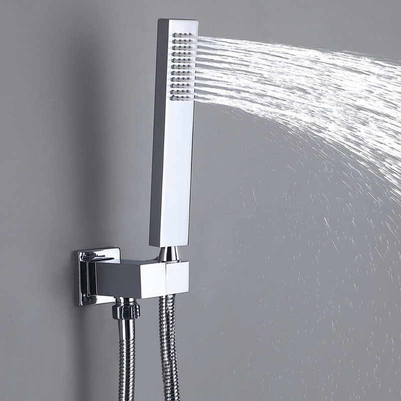 Thermostatic Shower System 12" Rainfall Shower Head with Digital Display, Rough-in Valve, Polished Chrome