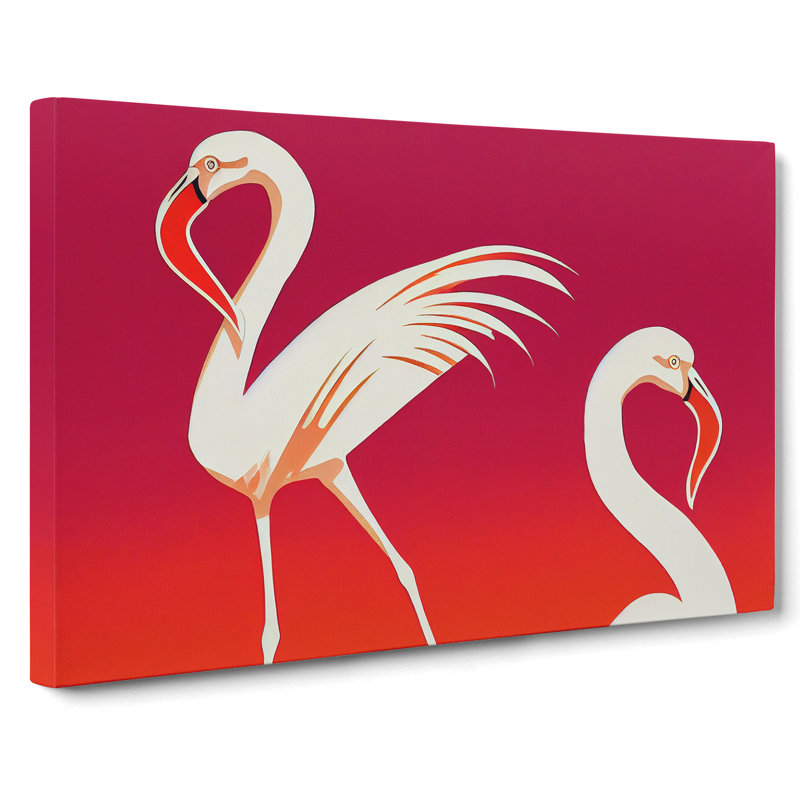Flamingo Art Deco Style - Wrapped Canvas, 35cm H x 50cm W x 3cm D