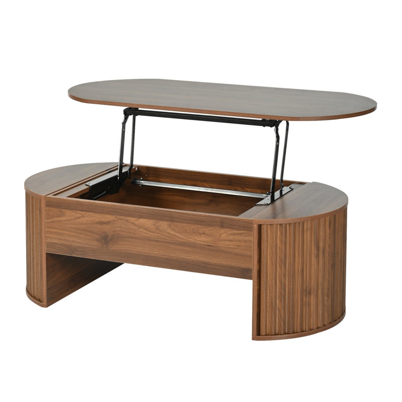 Table basse à plateau relevable de 47,2 po avec compartiment caché, table centrale en bois partiellement assemblée, plateau de table ovale moderne pour le salon (ANCIEN SKU: N724P228921D)