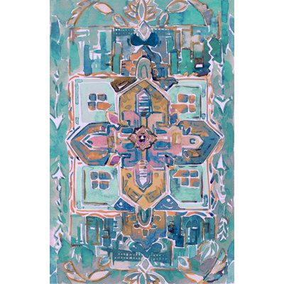 Le motif peint à la main en bleu et or - peinture sur toile tendue